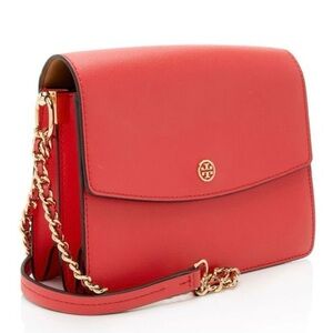Tory Burch Parker Convertible Leather Shoulder Bag Bright Samba Chain Crossbody